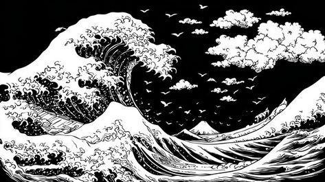 The Great Wave Off Kanagawa Wallpaper Pc, Vagabond Landscape, Vagabond Manga, 2560x1440 Wallpaper, The Great Wave, Waves Wallpaper, Great Wave Off Kanagawa, Pc Wallpaper, White Illustration