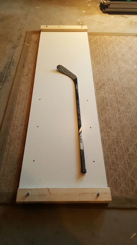 DIY hockey slide board Hockey Projects, Hockey Exercises, Hockey Diy, Hockey Practice, Hockey Bedroom, Hockey Drills, Quotes Workout, Hockey Room, Hockey Party