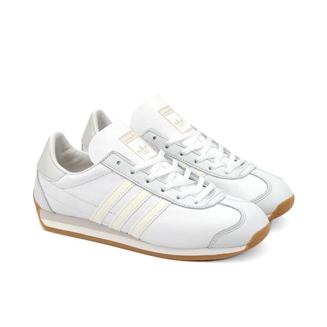 adidas Women's Country OG Ftwwht/Owhite/Alumin IE8411 – Laced Retro Shoes, Cross Country, Adidas Shoes, Adidas Women, Color Pop, Personal Style, Leather Upper, Perfect Fit, Adidas