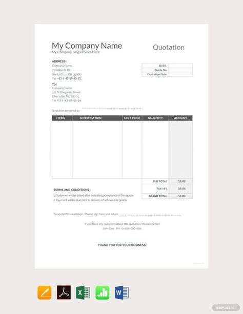 Quotation Template, Quotation Format, Google Sheets, Microsoft Excel, Google Docs, Word Doc, Free Quotes, Microsoft Word, Microsoft