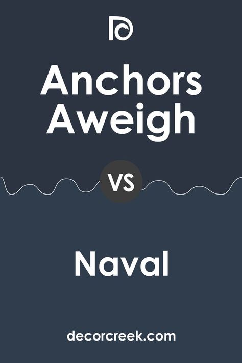 Anchors Aweigh vs. Naval by Sherwin Williams Anchors Aweigh Sherwin Williams, Sw Anchors Aweigh, Sw Naval, Sherman Williams, Navy Cabinets, Picking Paint Colors, Navy Blue Kitchen, Navy Paint, Anchors Aweigh