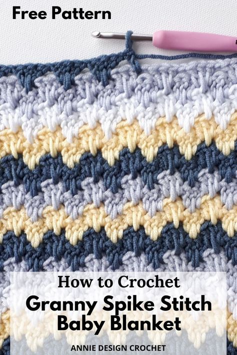 How to crochet a baby blanket that has plenty of texture and with a fresh, gender neutral colour palette using the Granny Spike Stitch. Modern Crochet Baby Blanket Pattern, and all the details you need to make your own blanket. Crochet Patterns Baby Blanket, Granny Spike Stitch, Modern Crochet Baby Blanket, Crochet Patterns Baby, Aesthetic Crochet Patterns, Spike Stitch, Crochet Blanket Stitch Pattern, Modern Baby Blanket, Crochet Baby Blanket Pattern