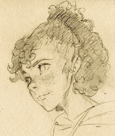 Draw Curly Hair, Ponytail Drawing, Hair Drawing Reference, Girl With Curly Hair, Curly Hair Ponytail, Person Drawing, Girl Drawing Sketches, Hair Drawing, Desenho Tattoo