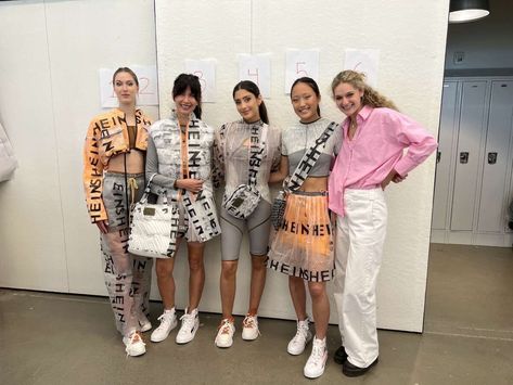 Ava Grand, right, with runway models sporting her designs. Her behind-the-scenes looks at transforming Shein fast-fashion packaging waste into clothing went viral on TikTok. Fast Fashion Aesthetic, Shein Models, Shein Outfits For School, Shein Bags, Career In Fashion Designing, Waste Clothing, Capstone Project, Stretchy Crop Tops, Outfits For School