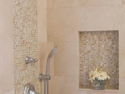 Bathroom Beige Tile, Trendy Bathroom Tiles, Beige Bathroom, Shower Niche, Room Tiles, Bathroom Shower Tile, Shower Tile Designs, Bathroom Remodel Shower, Bathroom Design Luxury