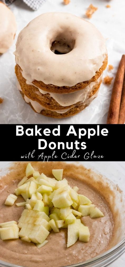 Apple Cake Donut Recipe, Apple Cinnamon Donuts Baked, Baked Apple Cinnamon Donut Recipe, Apple Cinnamon Bagel Recipe, Baked Apple Donuts With Donut Pan, Baked Apple Doughnut Recipes, Healthy Apple Donuts Recipe, Apple Donuts For Kids, Apple Fritter Donuts Recipe