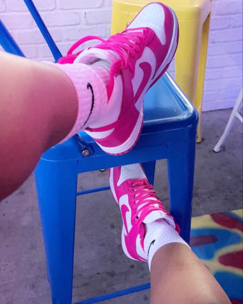 Nike Socks With Dunks, Couple Shoes Matching, Pink Nike Dunks, Matching Shoes, Nike Socks, Pink Nike, Pink Nikes, Couples Matching, Matching Couples