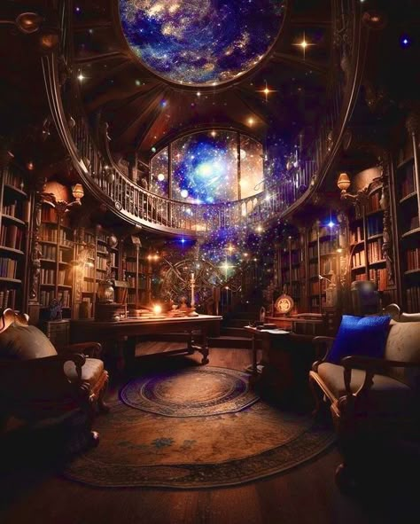 Fantasy Astronomy, Astronomy Room, Waiting Room Design, Fantasy Star, Steampunk Halloween, Setting Inspiration, Dream Library, Heaven Art, Man Cave Home Bar