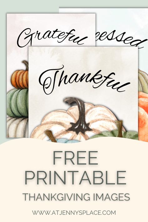 Get into the autumn spirit with this free, downloadable printable. It features three beautiful fall images with inspiring messages. Plus, painted pumpkins make a perfect addition to your Thanksgiving decor. Fall Printables Free Autumn, Fall Printables Free, Fall Thrifting, Thrifting Decor, Free Printable Thanksgiving, Thanksgiving Decorating, Free Fall Printables, Autumn Spirit, Free Thanksgiving Printables