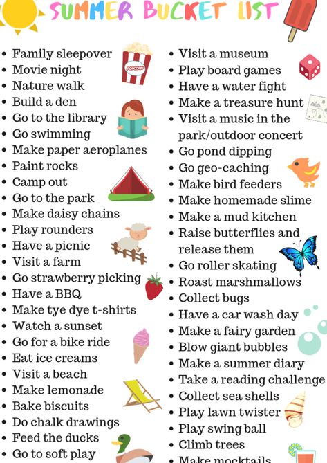 Kids Summer Schedule, Kids Summer Bucket List, Summer Schedule, Fun List, Summer Fun For Kids, Kids Schedule, Fun Summer Activities, List Of Activities, Summer Fun List