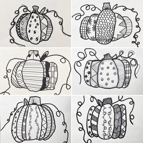 Caitlyn Thompson on Instagram: "🎃 Just taking a moment to appreciate how AWESOME these in-progress zentangle pumpkins are 🙌🏻 👩🏼‍🎨 My third grade artists have been ROCKING our lesson mantra: “start simple, build slow,” and the results have been INCREDIBLE!! 👏🏻👏🏻👏🏻 🤓 Excited to make these “glow” next week. 🖍 Stayed tuned ✌🏻 #arteducation #artcoach #growthmindset #iteachkids #iteachart #proudartteacher #elementaryart #elementaryartteacher #primaryart #artteachersofinstagram #kidsart Pumpkin Art Lesson, Pattern Pumpkin Art, Zentangle Pumpkin, Pumpkin Art Elementary, Pumpkin Art 2nd Grade, Pumpkin Art Grade 1, Pumpkin Elementary Art Projects, Halloween Art Lessons, Homeschool Art Projects