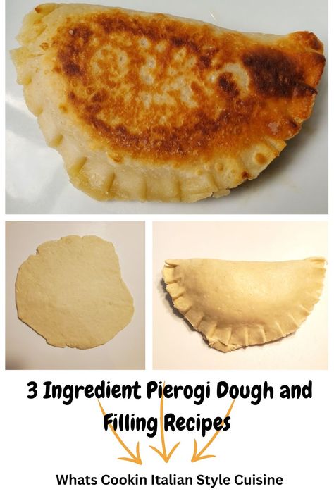 3 Ingredient Pierogi Dough and Filling Recipes Pierogi Dip, Sauerkraut Mashed Potatoes, Easy Pierogi Dough Recipe, Pierogi Dough Recipe, Pierogi Dough, Fried Hand Pies, Pierogi Filling, Homemade Hot Pockets, Homemade Dough Recipe