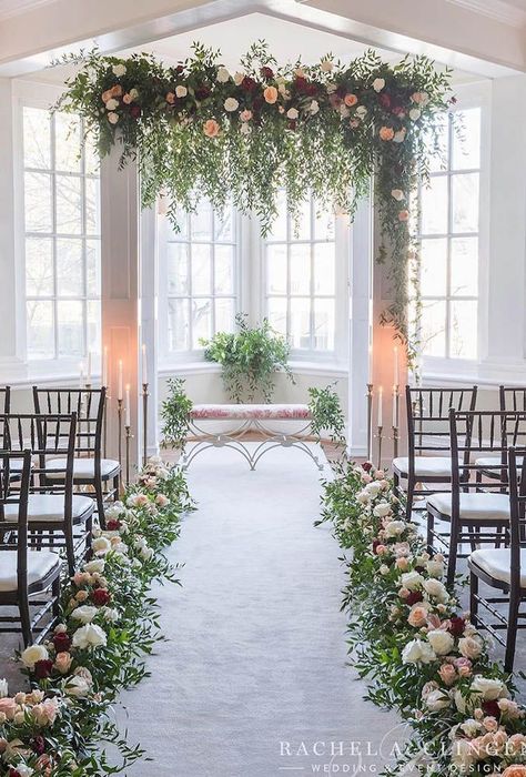 Arch Ideas, Church Wedding Decorations, Aisle Flowers, Flowers And Greenery, Wedding Altars, Decor 2024, Wedding Event Design, Wedding Ceremony Flowers, Wedding Hall