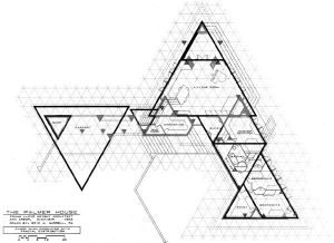 Fractal Geometry in the Late Work of Frank Lloyd Wright from the book Nexus II… Triangular Architecture, Late Work, Triangle House, Palmer House, Fractal Geometry, Frank Lloyd Wright Homes, University Architecture, Architectural Floor Plans, Sacred Architecture