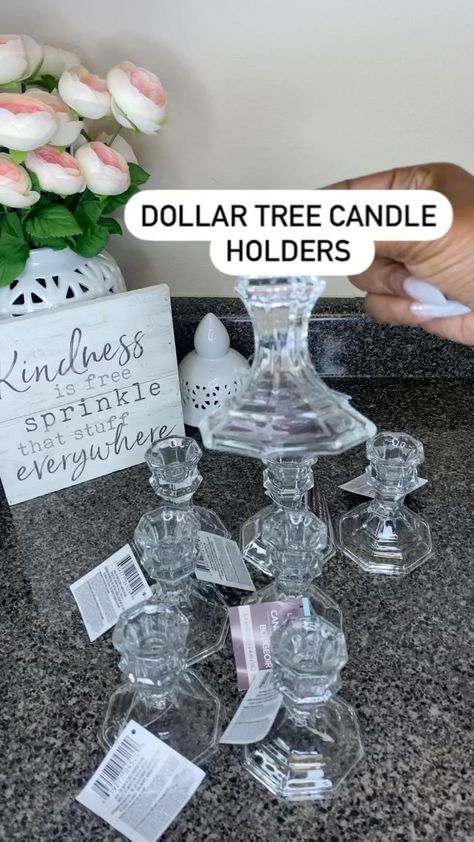 Diy Wall Candle Holders Ideas, Dollar Tree Diy Candle Holders, Dollar Store Crafts For Adults, Taper Candle Holders Diy, Candle Stick Holders Diy, Decorating Candle Holders, Diy Tall Candle Holders, Glass Candle Holders Decorating Ideas, Diy Candlestick Holders