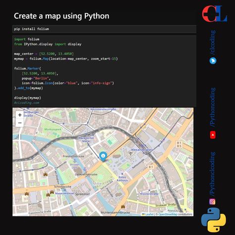 Create a map using Python Free code and Credi: https://www.clcoding.com/2024/08/create-map-using-python.html Programming Motivation, Notes Motivation, Python Coding, Computer Engineer, Python Code, Computer Science Programming, Basic Computer Programming, Web Development Programming, Data Science Learning