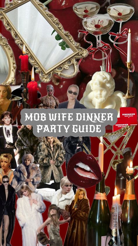 Mob wife dinner party aesthetic guide Mafia Theme Party, Mafia Party, Dinner Party Style, Bachelorette Bachelor Party, Birthday Ideas For Her, Dinner Party Themes, Bachelorette Themes, 27th Birthday, 24th Birthday