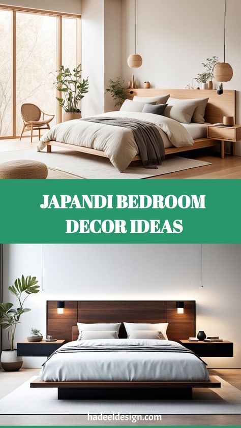 Experience the harmonious blend of Zen and Nordic aesthetics with Japandi bedroom decor. This fusion of Japanese minimalism and Scandinavian simplicity creates a serene, stylish retreat. Embrace natural materials, neutral tones, and clean lines to transform your bedroom into a tranquil, clutter-free haven. Scandi Inspired Bedroom, Bedroom Ideas Japandi, Minimalist Bed Frame, Japandi Bedroom, Bedroom Nordic, Japandi Decor, Cozy Hygge, Minimalist Bed, Japandi Design