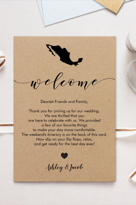 Mexican Resort, Wedding Welcome Letter, Letter Card, Welcome Letter, Your Welcome, Free Printable Gift Tags, Weekend Itinerary, Welcome Letters, Welcome Bags