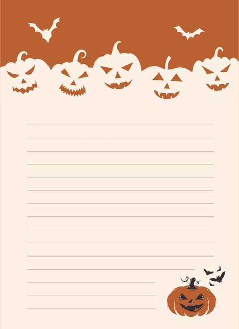 Printable Pumpkin Stationery And Writing Paper Border Fall Stationary Free Printable, Free Printable Stationery Paper Design, Fall Writing Paper, Fall Stationary, Halloween Notes, Halloween Stationary, Halloween Writing Paper, September Planner, Halloween Stationery