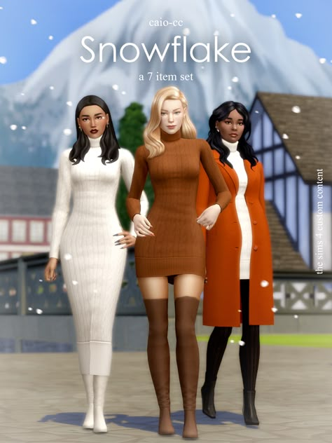 Hey all! New set is out. Embrace the magic of winter with Snowflake's snug and stylish attire.

I hope you enjoy it. 😍
Public Release March 17. Winter Maxi, Sims 4 Family, Sims Packs, Rich Clothes, Sims 4 Dresses, Sims4 Clothes, Sims 4 Cc Packs, Sims 4 Collections, Sims 4 Mods Clothes