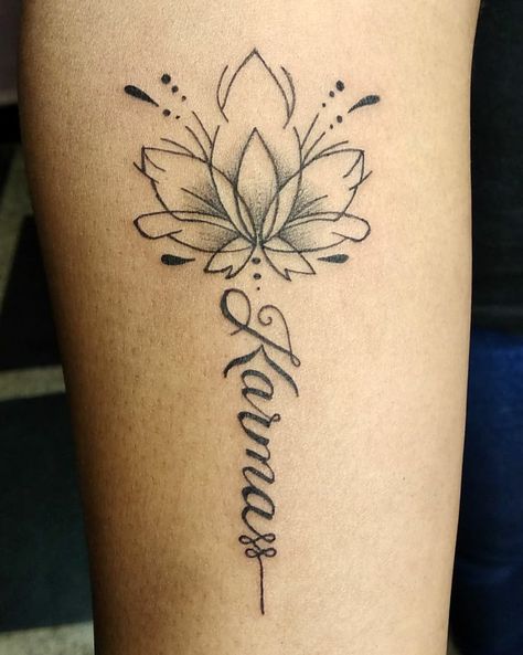 Lotus Flower Tattoo With Name, And Still I Rise Tattoo Lotus Flowers, Struggle Tattoo, Name Flower Tattoo, Classy Tattoos For Women, Rose And Butterfly Tattoo, Karma Tattoo, Mandala Lotus, Chic Tattoo