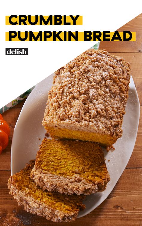 The crumbly topping on this pumpkin bread is insanely good. Get the recipe at Delish.com. #recipe #easy #easyrecipes #delish #pumpkin #bread #baking #dessert #dessertrecipes #fallrecipes Pumpkin Bread Recipe, Cooking Recipe, Dessert Bread, Pumpkin Dessert, Bread Recipes Homemade, Pumpkin Bread, Fall Desserts, Steak Recipes, Pumpkin Recipes