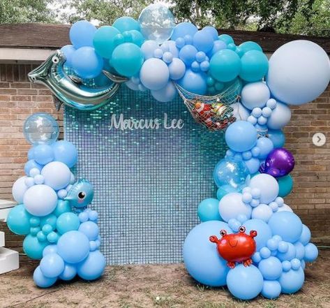 Sea Birthday Party Decorations, Shark Themed Birthday, Krishna Birthday, Sea Party Ideas, Ocean Birthday Party, Shark Themed Birthday Party, Colorful Birthday Party, Ocean Birthday, Sea Baby Shower