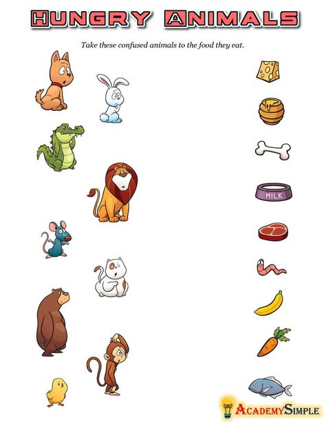 #worksheets #printable #kidsactivities #activitiesforkids #homeschooling #download #pdf #practice #learning #education #animalsworksheet #animals #kindergartenscience #kindergarten #montessori #montessoriactivities Food Worksheet, Names Of Animals, Kindergarten Montessori, Animal Eating, Animal Worksheets, Worksheets For Kindergarten, Vintage Pop Art, Kindergarten Science, Food Names