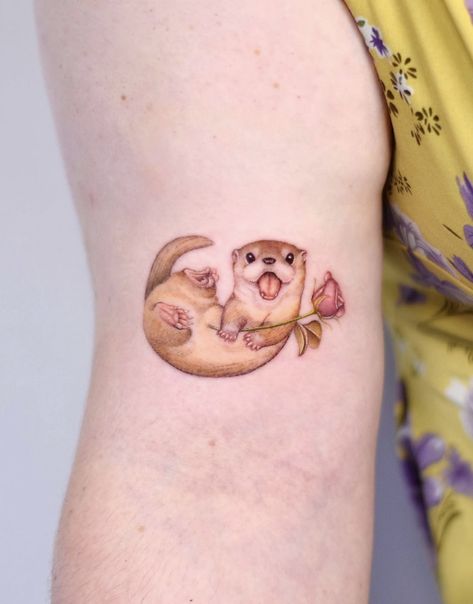 Otter Tattoo, Animal Tattoos For Women, Cute Animal Tattoos, Meaningful Wrist Tattoos, Mom Tattoo Designs, Tattoo Butterfly, Sweet Tattoos, Wrist Tattoos For Women, Elephant Tattoos