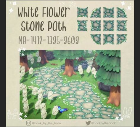 Acnh Fairycore Stone Path, Acnh Paths Designs Stone Flower, Acnh Path Fairycore, Anch Paths Stone, Acnh Fairy Path Codes, Acnh Cottagecore Path Codes Stone, Acnh Flower Stone Path, Acnh Dirt Path With Flowers, Animal Crossing Path Codes Stones