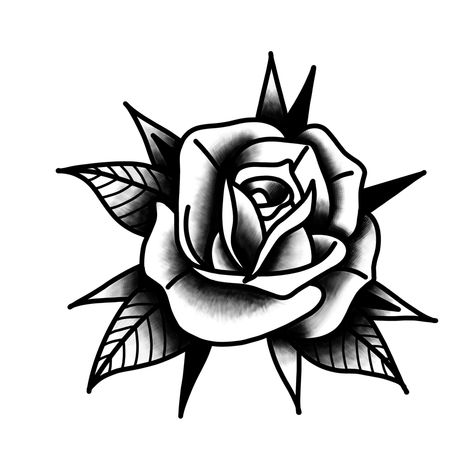 Traditional Tattoo Stencils, Rose Tattoo Stencil, Traditional Tattoo Old School, Rose Drawing Tattoo, Traditional Tattoo Flowers, Traditional Rose, Tattoo Shading, Black Rose Tattoos, Traditional Tattoo Sleeve