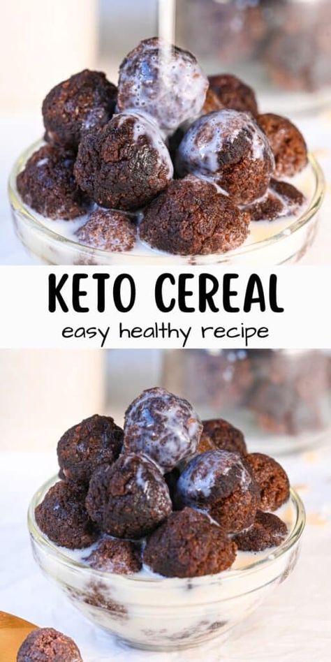 Keto Cereal Recipe Cereal Recipes Homemade, Sugar Free Cereal, Low Carb Yogurt, Low Carb Cereal, Keto Cereal, Homemade Cereal, Low Carb Granola, Protein Cereal, Chocolate Crunch