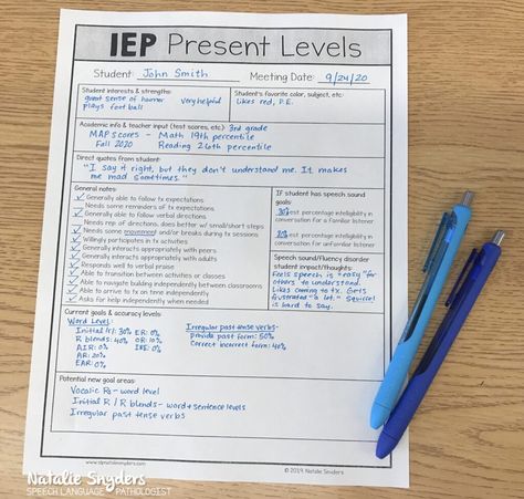 Iep Present Levels Of Performance, School Speech Therapy, Sped Classroom, School Slp, Teaching Special Education, Iep Goals, Speech Therapy Materials, Learning Support, Feel More Confident