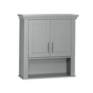 RiverRidge Home Somerset Collection 22-1/2 in. W Wall Cabinet in Gray 06-078 at The Home Depot - Mobile Bathroom Countertop Cabinet, Cabinet Above Toilet, Cabinet Over Toilet, Gray Bathroom Walls, Wide Cabinet, Above Toilet, Bathroom Furniture Ideas, Bath Cabinet, Countertop Cabinet