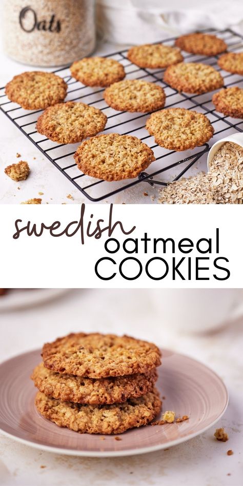 Swedish Oatmeal Cookies, Ikea Cookies, Quick Oat Cookies, Swedish Foods, Lace Cookies Recipe, Crispy Oatmeal Cookies, Oatmeal Lace Cookies, Swedish Cookies, Oat Cookie Recipe