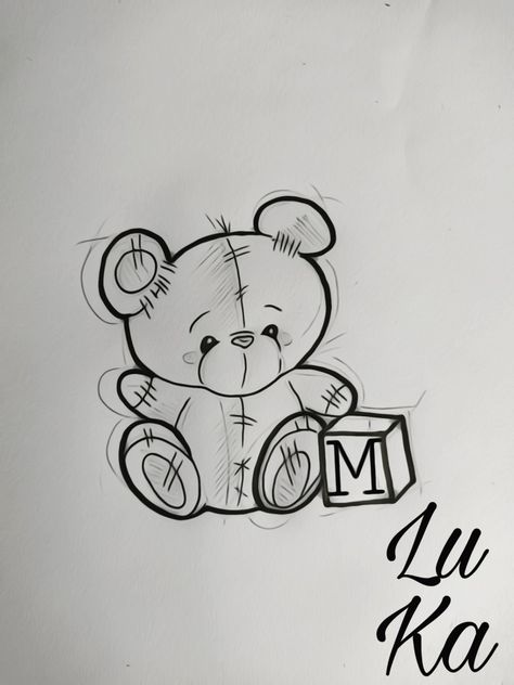 Teddy Bear With Angel Wings Tattoo, Bear With Crown Tattoo, Teddy Bear Tattoo Stencil, Teddy Bear Tattoo For Men, Baby Bear Tattoo Ideas For Women, Teddy Bear Tattoos For Women, Teddy Bear Outline Tattoo, Teddy Bear Tattoo Ideas For Women, Tedy Tattoo