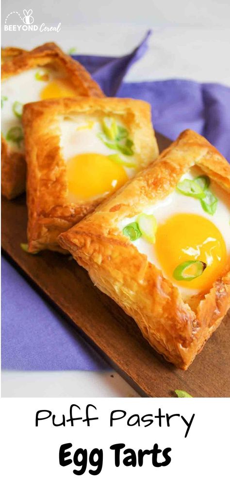 Egg Pastry Puff, Puff Pastry Omelette, Eggs In Puff Pastry, Puff Pastry With Eggs, Phyllo Egg Breakfast, Puff Pastry Egg Bake, Puff Pastry Egg Tart, Puff Pastry Egg Cups, Easy Puff Pastry Breakfast Recipes