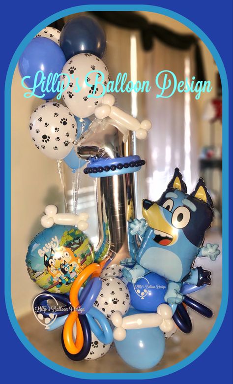 #Thisisone #bluey #blueycartoon #baby #bekind #smile #balloonscultpure #balloonart #artist #children #blessed #art #partytime #SA #friends #love #texas #lillysballoondesign #balloondecorations #balloonartist #toddler #sanantonio #balloonbouquet #gift #thanks #givethanks #babyboy #babygirl #birthdayparty #theme Bluey Birthday Balloon Arch, Bluey Balloon Arch Boy, Bluey Birthday Party Balloons, Bluey Theme Balloon Bouquet, Bluey Backdrop For Boy, Bingo Birthday, Bluey Party, Simple Birthday Decorations, Bluey Birthday