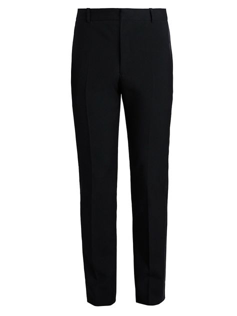 Alexander McQueen Mid-Rise Slim Trousers in Black - $ 770.00 Black Slacks Outfit Men, Shikaku Nara, Men Slacks, Black Formal Pants, Black Pants For Men, Black Slacks Men, Black Suit Trousers, Slacks Men, Outfit Trousers