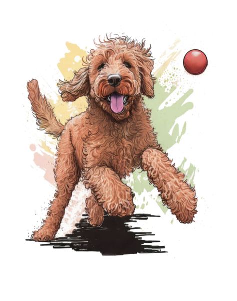 Labradoodle Drawing, Goldendoodle Art, Poodle Drawing, Standard Goldendoodle, Goldendoodle Mom, Animal Caricature, Puppy Drawing, Australian Labradoodle, Custom Pet Art