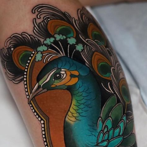 Helm Tattoo, Peacock Tattoos, Dragon Claws, Pretty Flower Tattoos, Seattle Tattoo, Art Nouveau Tattoo, Neo Trad Tattoo, Mastectomy Tattoo, Nouveau Tattoo