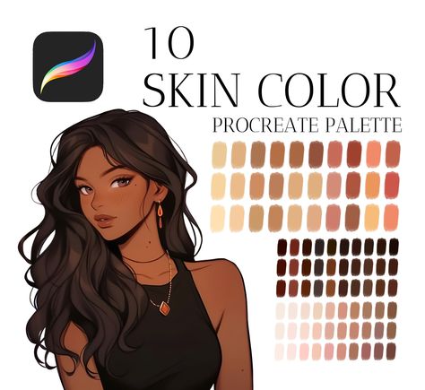 10 Skin Palettes for Procreate, Procreate Skin Palette, Procreate Anim... Drawing Prompts For Procreate, Procreate Skin Tone Palette, Digital Art Skin Palette, Skin Color Procreate, Procreate Skin Palette, Skin Tone Palette Digital Art, Skin Color Drawing, Skin Palette Digital Art, How To Color Digital Art