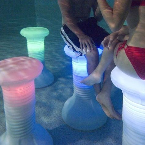 Light-up underwater pool chairs. Led Pool, Pool Fun, Pool Chairs, Pool Stuff, Swim Up Bar, Led Stripes, Pool Bar, Pool Floats, Pool Time