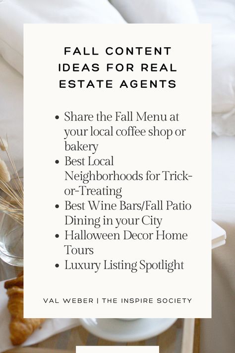 Real estate social media posts for Fall Instagram ideas Lifestyle Marketing, Fall Patio, Social Media Post Ideas, Realtor Life, Fall Menu, Create A Business, Find Instagram, Local Coffee Shop, Creating A Business