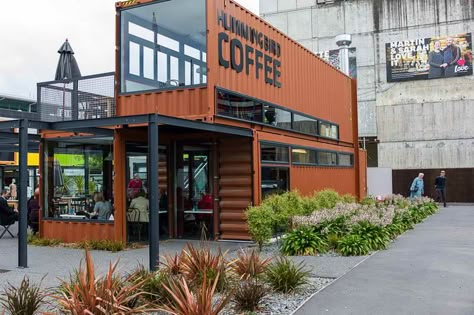 shipping container bar coffee                                                                                                                                                                                 More Shipping Container Cafe, Container Business, Container Coffee Shop, Shipping Container Ideas, Container Van, Shipping Container Design, Container Restaurant, Container Cafe, Ware House