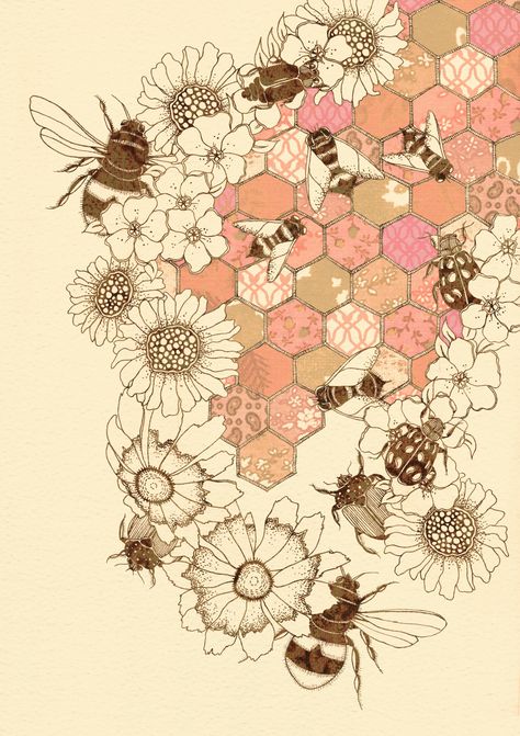 Honey Bee Aesthetic Wallpaper, Honey Bee Aesthetic, Colleen Parker, Honey Bee Flowers, Bee Illustrations, Bee Inspired, Bee Tattoo, Bee Mine, Bee Art