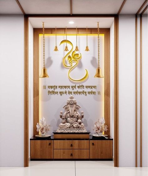 Pooja Room Inside Design, Mandir Backdrop, Mandir Door, Pooja Design, Corian Temple, Puja Unit, Family Tree Wall Decor, Mandir Designs, Puja Ghar