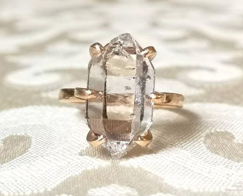 Crystal Engagement Ring, Rough Stone Ring, Crystal Engagement Rings, Large Stone Rings, Raw Diamond Engagement Rings, Herkimer Diamond Ring, Minimalist Earrings Gold, Gold Rings Simple, Large Stone