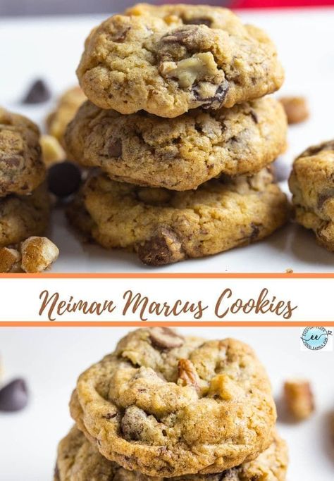 Neiman Marcus Cookie Recipe, delicious cookies filled with chocolate, nuts, and oats. The million dollar cookie recipe is yours. #neimanmarcuscookie #cookie Neiman Marcus Chocolate Chip Cookies, Neiman Marcus Cookie Recipe, Cookie Biscuits, Neiman Marcus Cookies, Italian Butter, Hot Fudge Cake, Simple Cookie, Hot Chocolate Fudge, New Year's Desserts